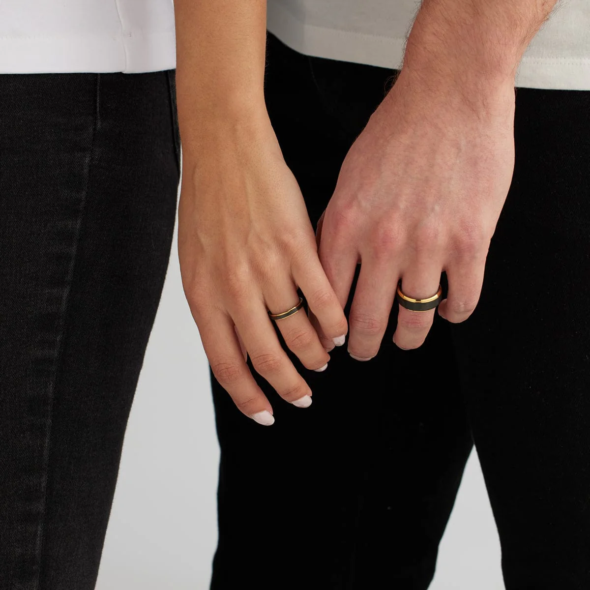 Gold Edge Black Tungsten Ring Set - Image 3