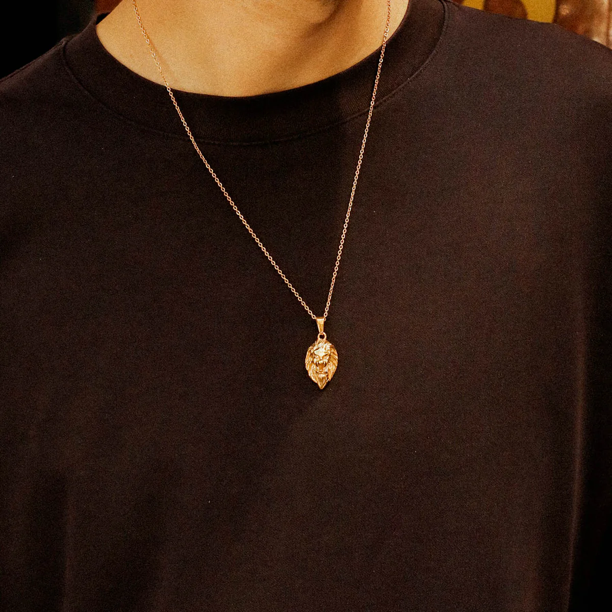 Gold Lion Pendant Necklace - Image 2