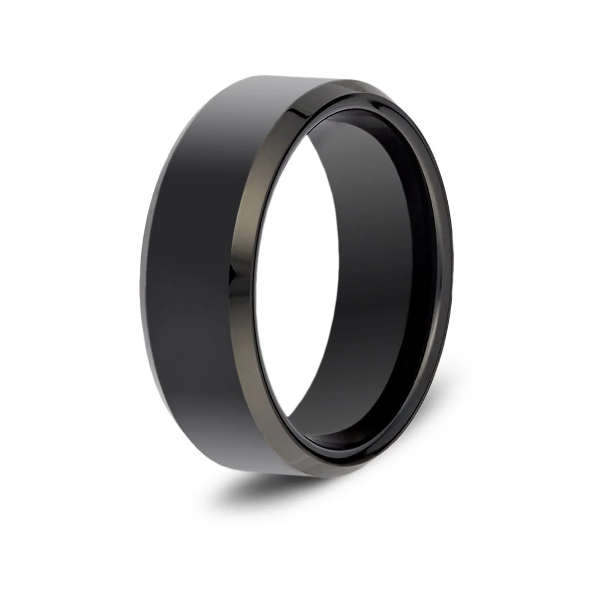 Men’s Beveled Black Tungsten Ring - Image 4