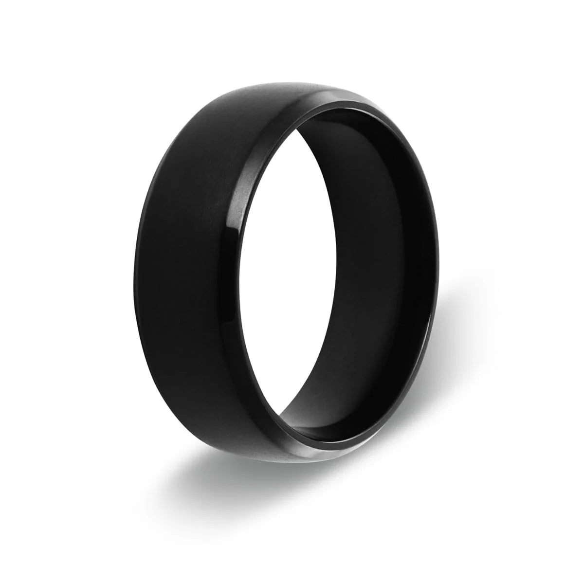 Men’s Beveled Edge Black Titanium Ring - Image 4