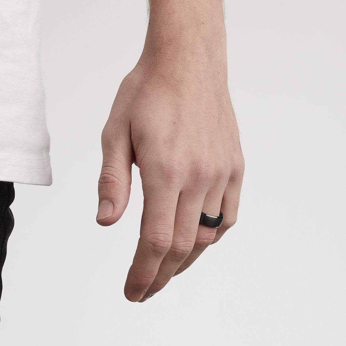 Men’s Beveled Edge Black Titanium Ring - Image 5