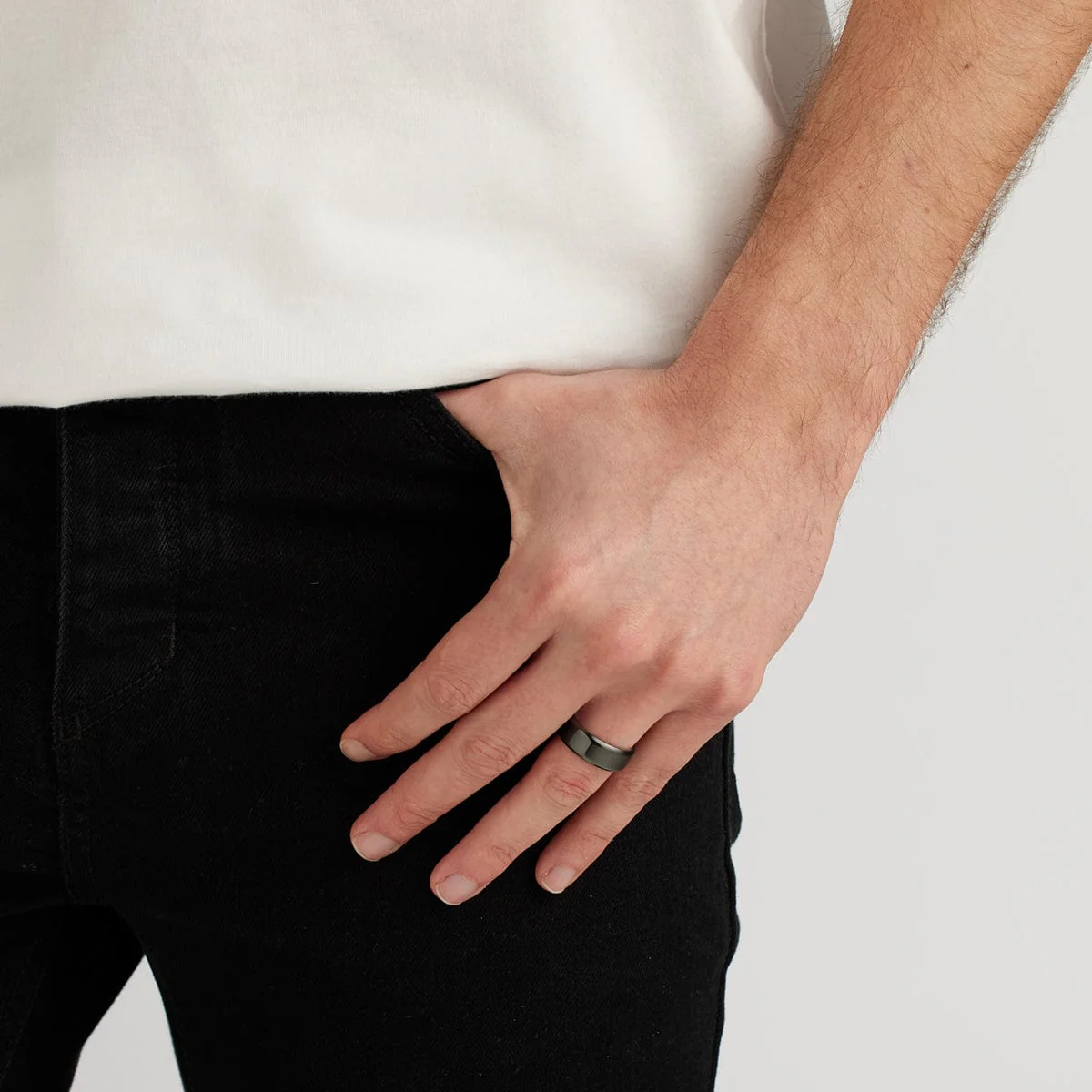 Men’s Beveled Edge Black Zirconium Ring - Image 4