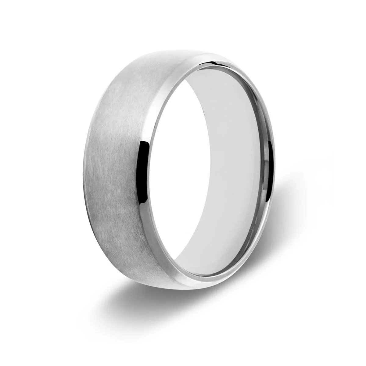 Men’s Beveled Edge Silver Titanium Ring - Image 4