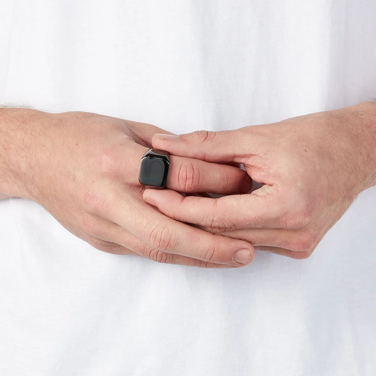 Men’s Black Square Signet Ring - Image 3