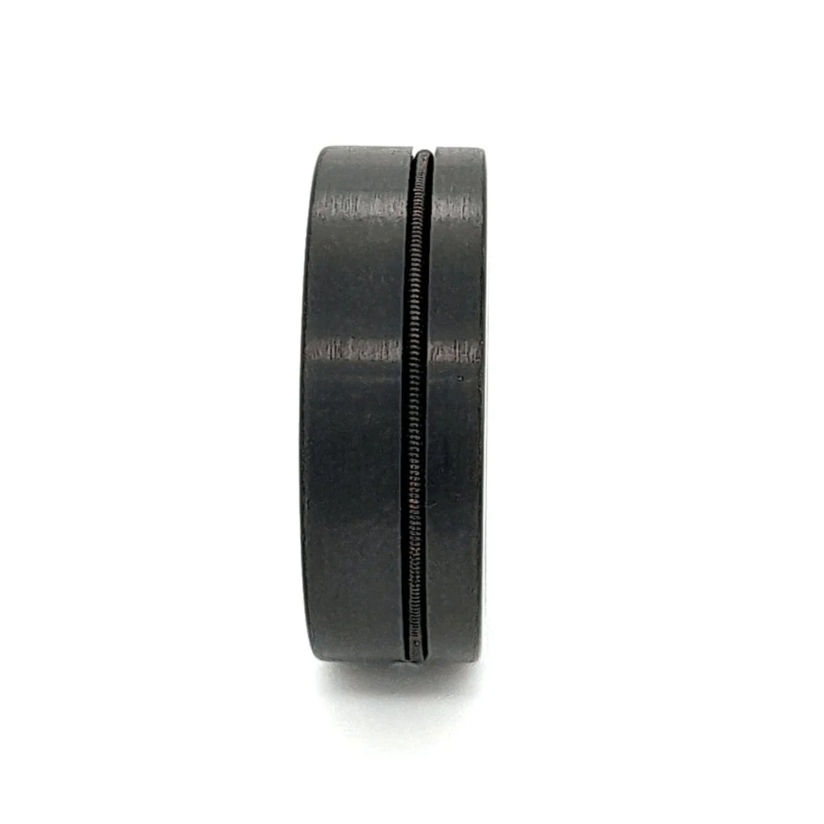 Men’s Black Tungsten Guitar String Inlay Ring - Image 3