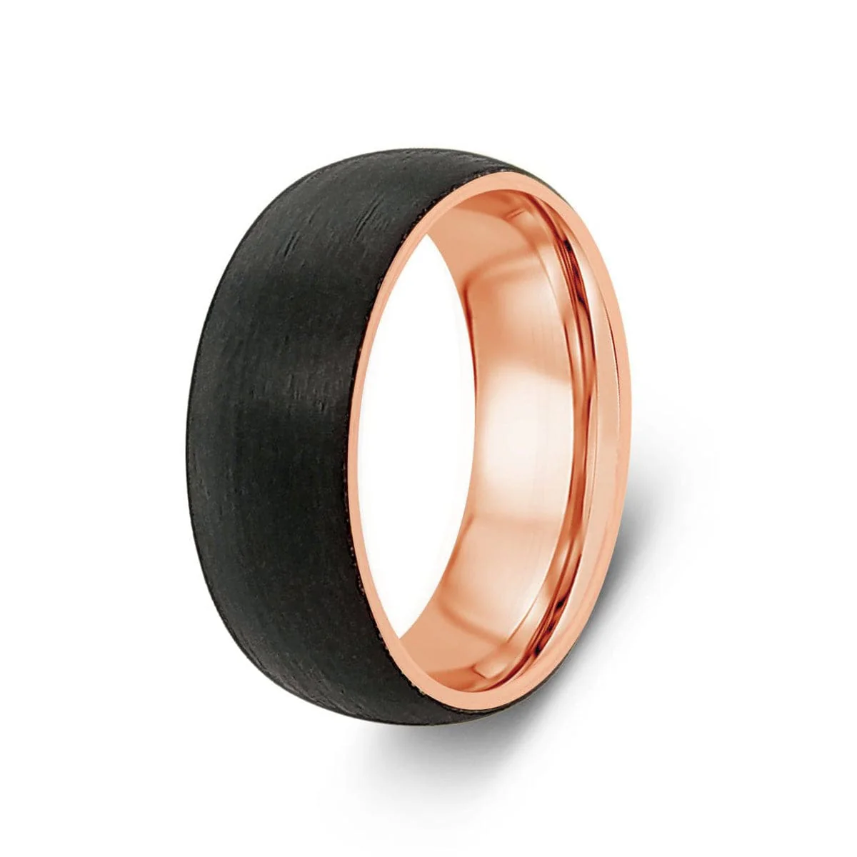 Men’s Black with Rose Gold Inlay Tungsten Ring - Image 3