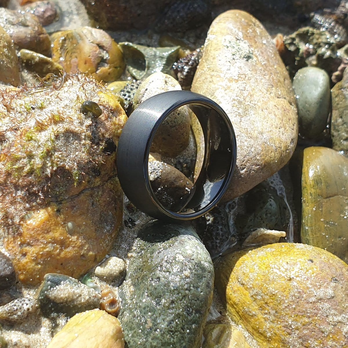 Men’s Brushed Black Dome Tungsten Ring - Image 4