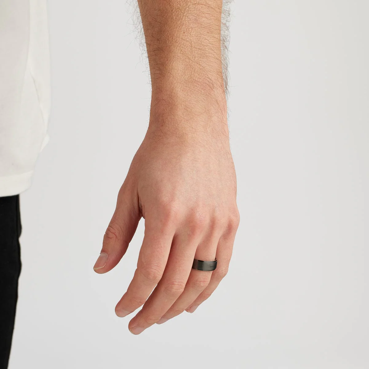Men’s Brushed Black Zirconium Ring - Image 2
