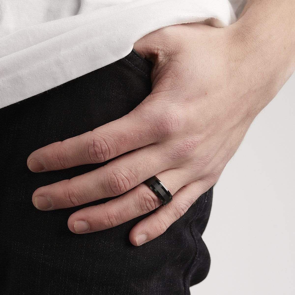 Men’s Brushed Centre Tungsten Ring - Image 3