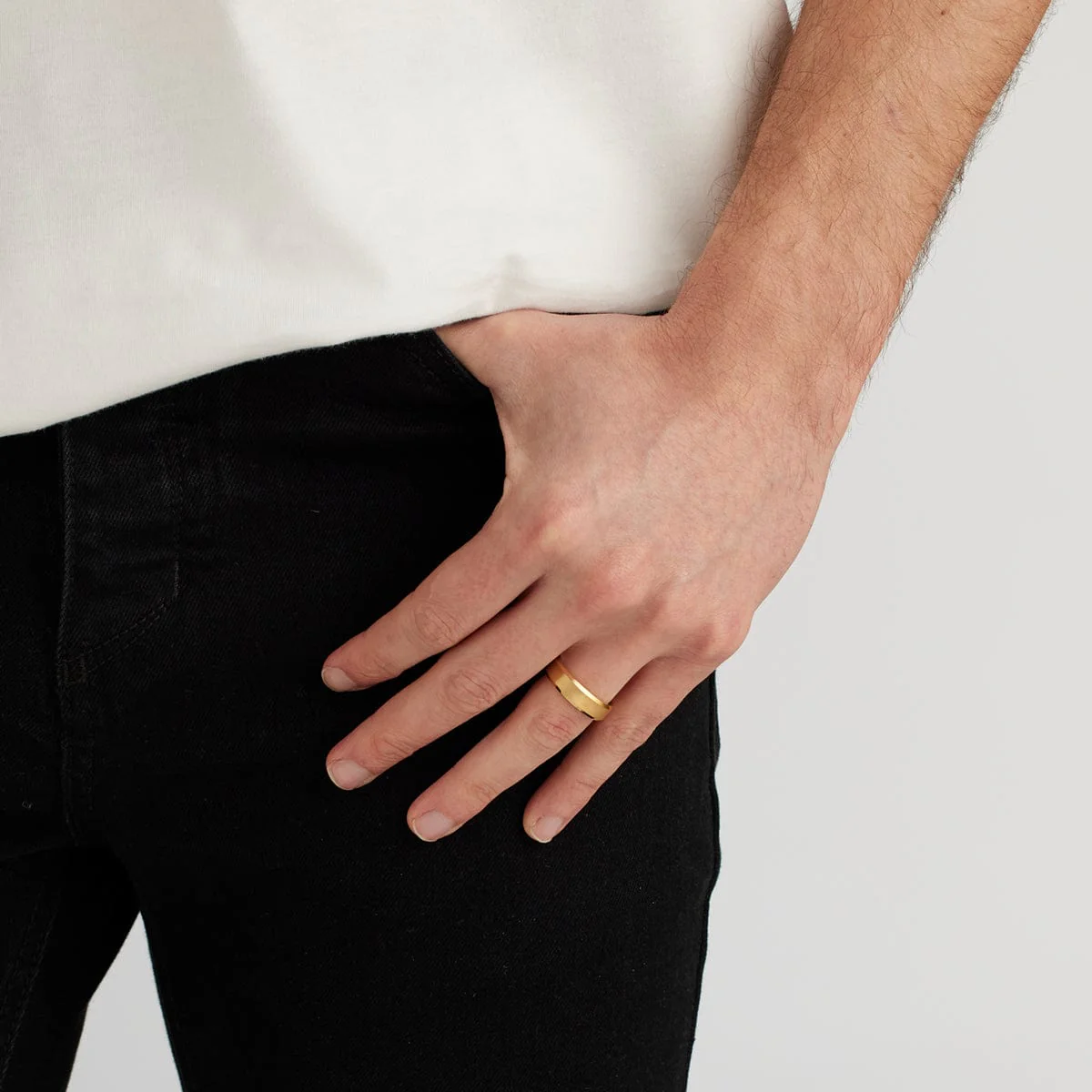 Men’s Brushed Gold Beveled Tungsten Ring - Image 2