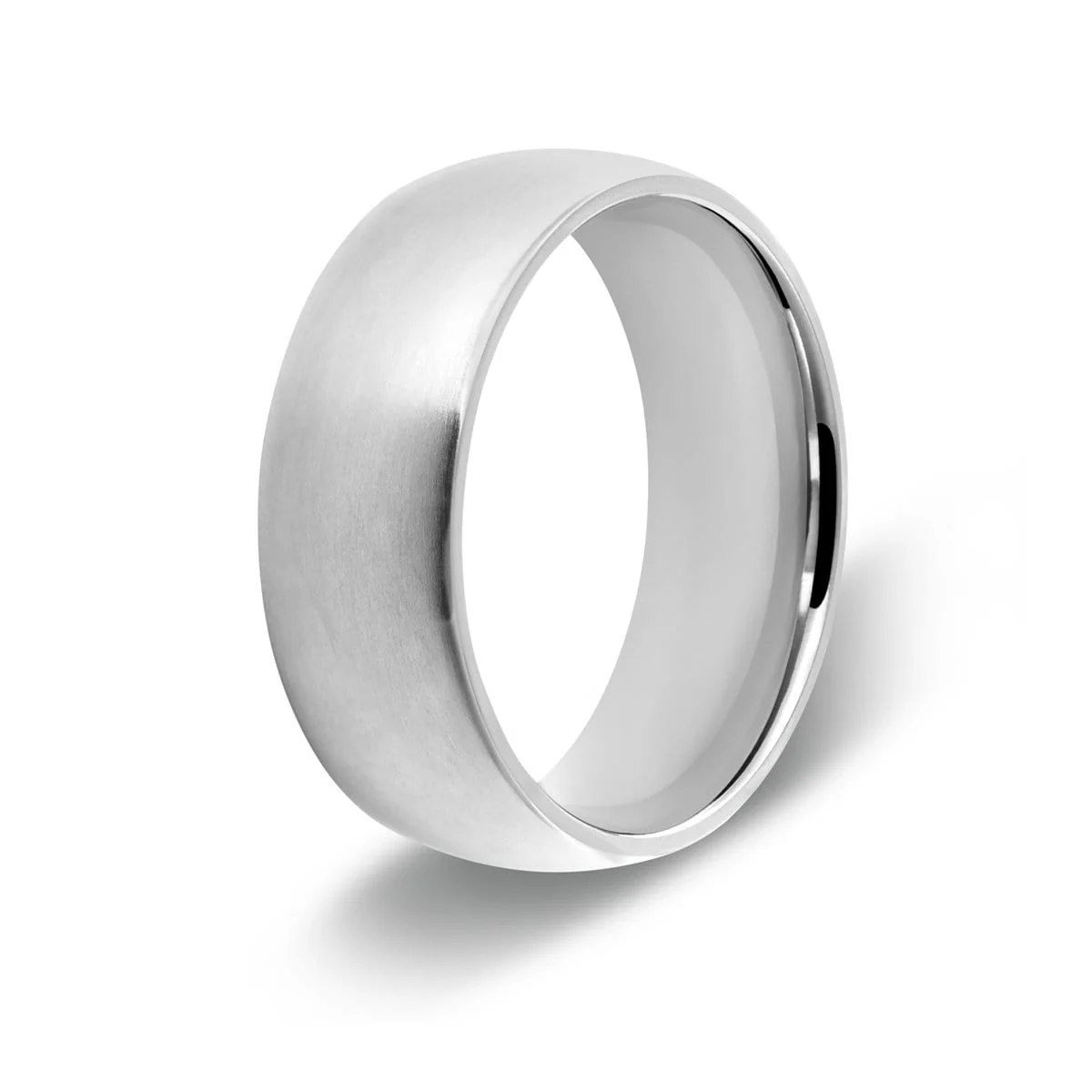 Men’s Brushed Silver Dome Titanium Ring - Image 4