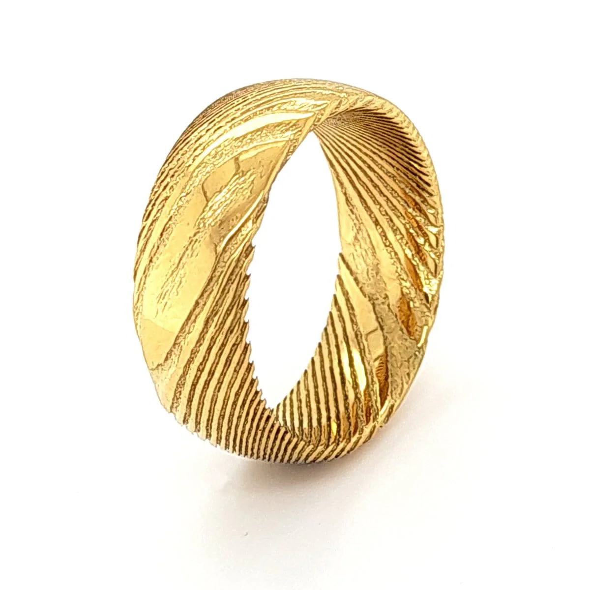 Men’s Gold Damascus Ring - Image 3