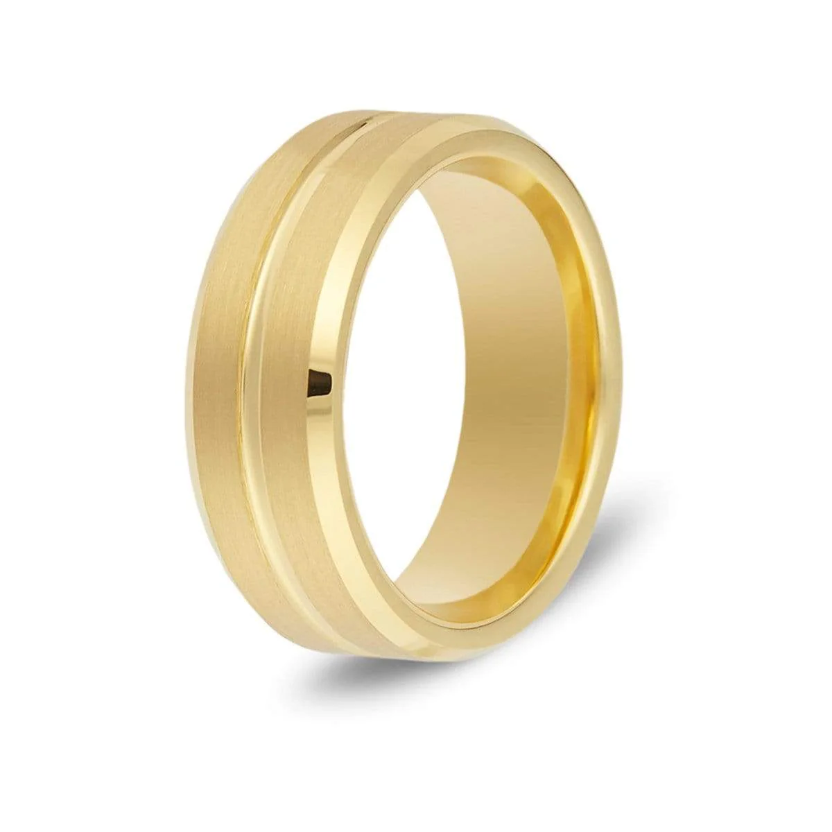 Men’s Gold Groove Tungsten Ring - Image 3