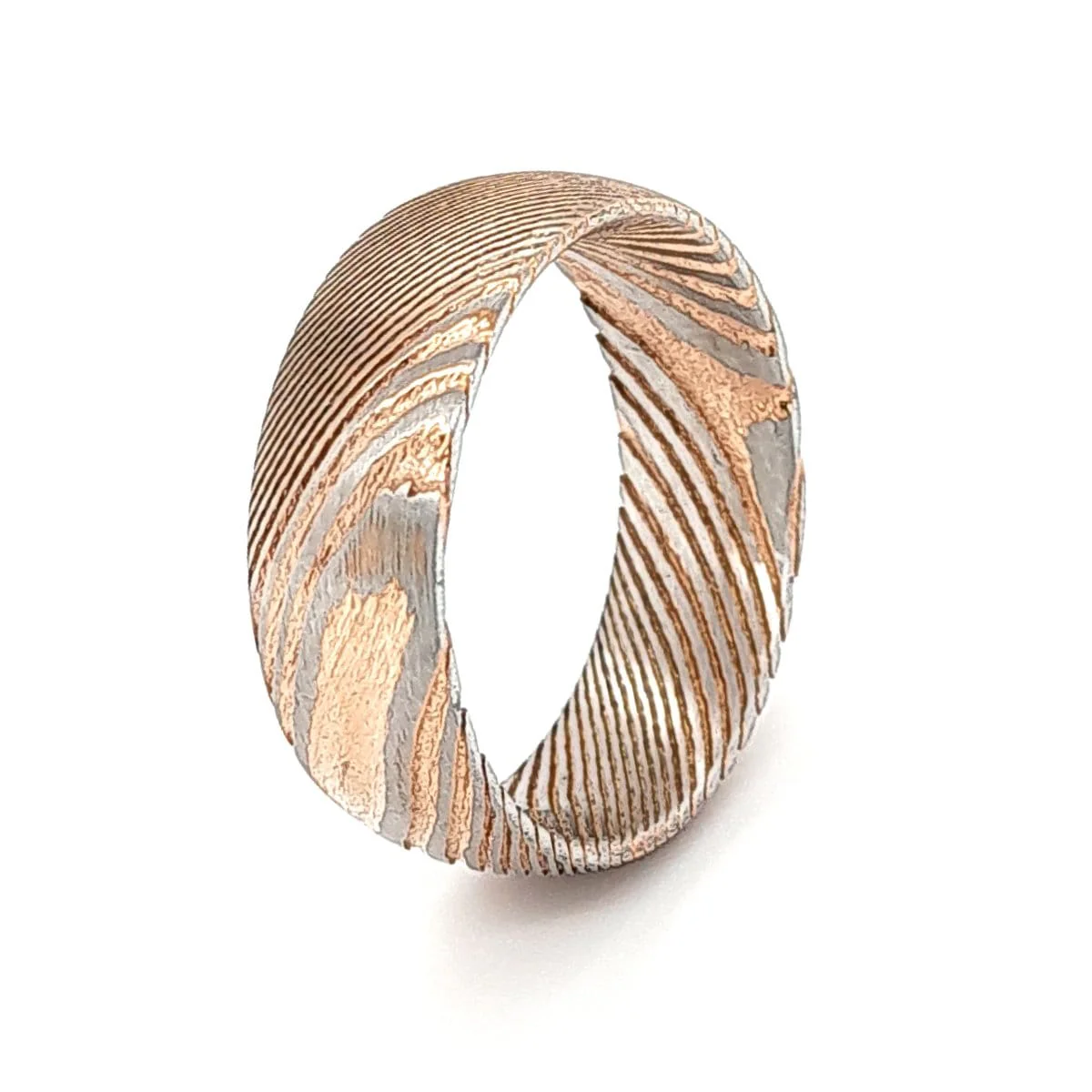 Men’s Rose Gold Damascus Ring - Image 3