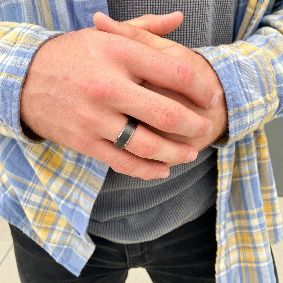 Men’s Two-Tone Black Zirconium Ring - Image 2
