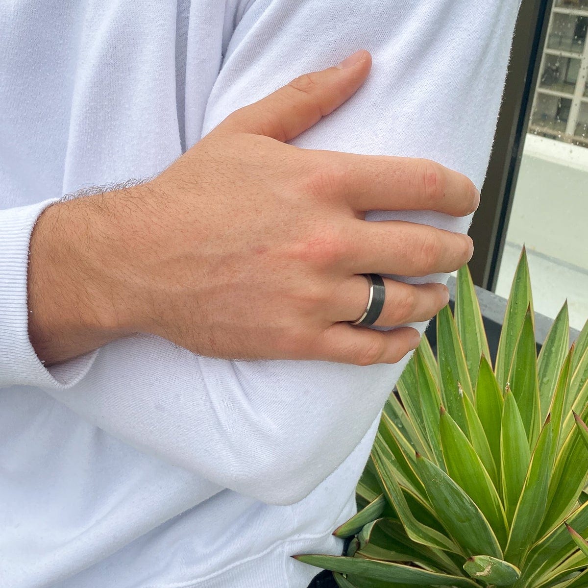Men’s Two-Tone Black Zirconium Ring - Image 3