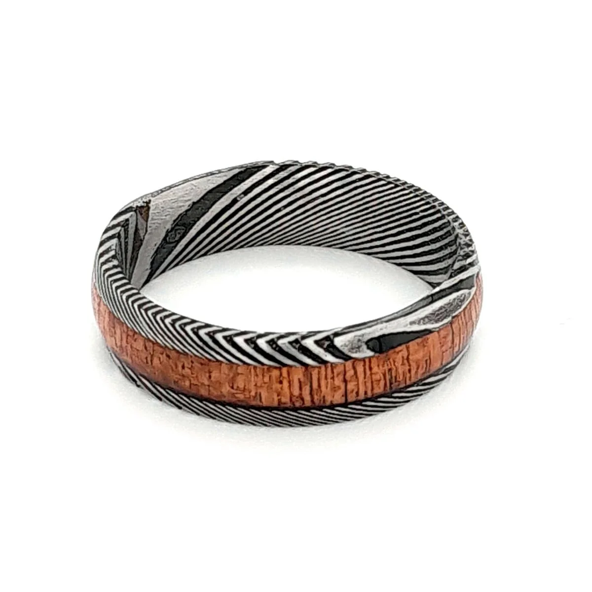 Men’s Wood Inlay Damascus Ring - Image 3
