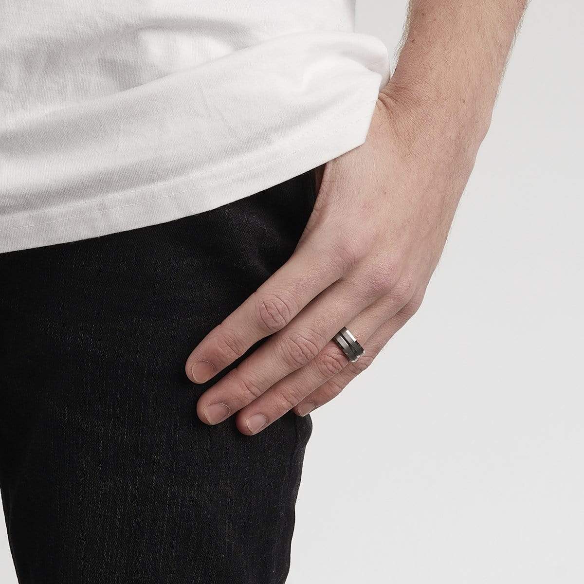 Men’s Wood Inlay Groove Ring - Image 3