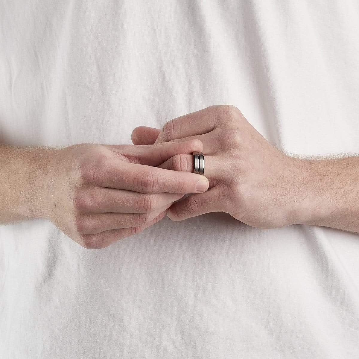 Men’s Wood Inlay Groove Ring - Image 4