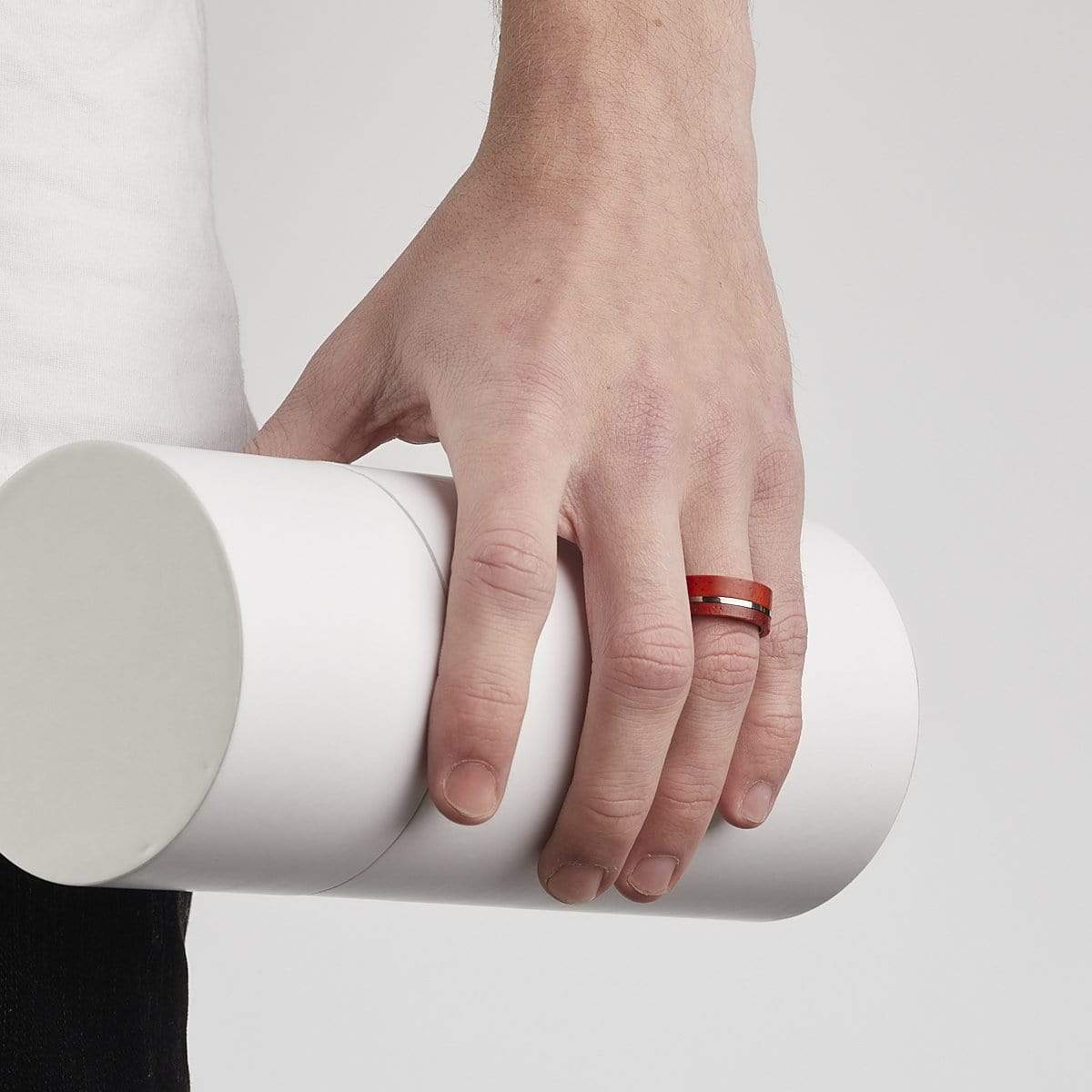 Men’s Wood Ring with Tungsten Accent - Image 3