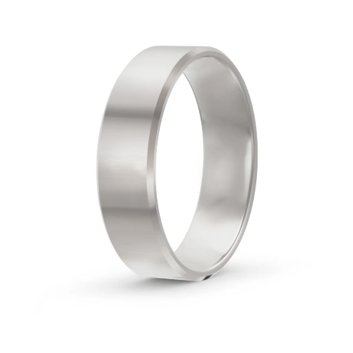 Men's Beveled White Gold Ring
