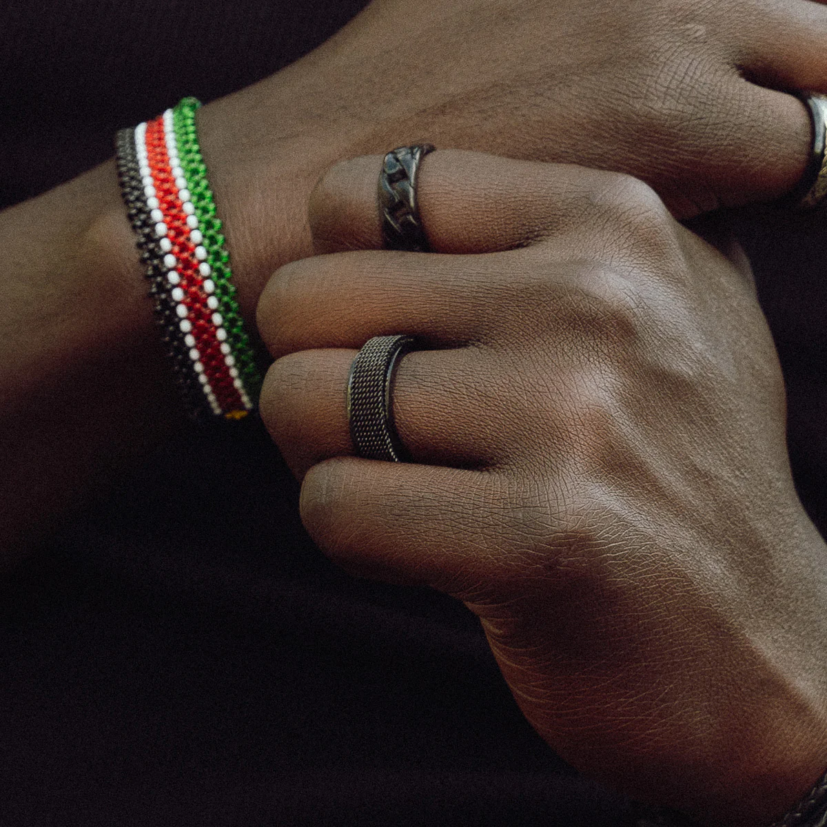 Men's Black Steel Mesh Anxiety Ring - Image 3