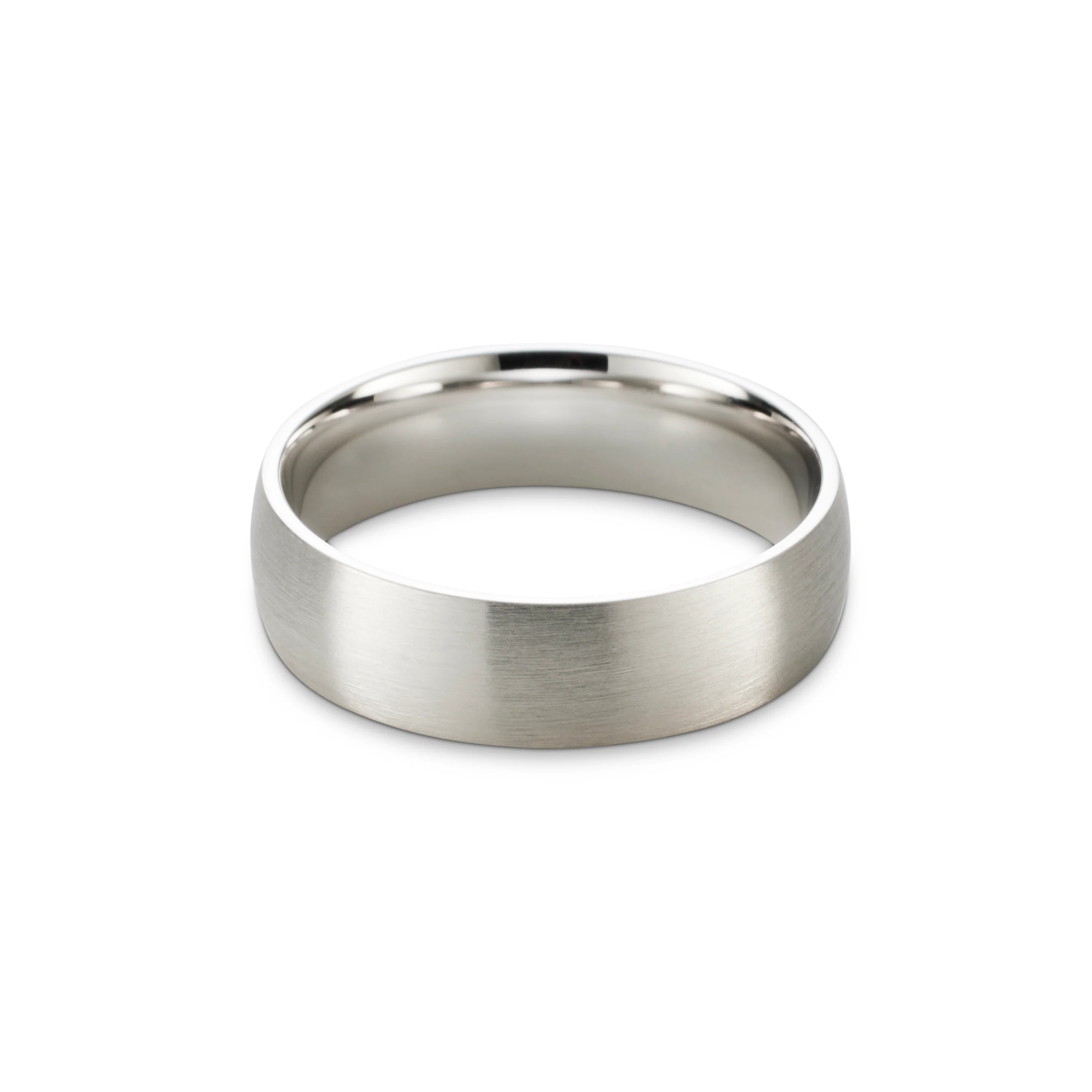 Men's Brushed Dome White Gold Ring - Image 3