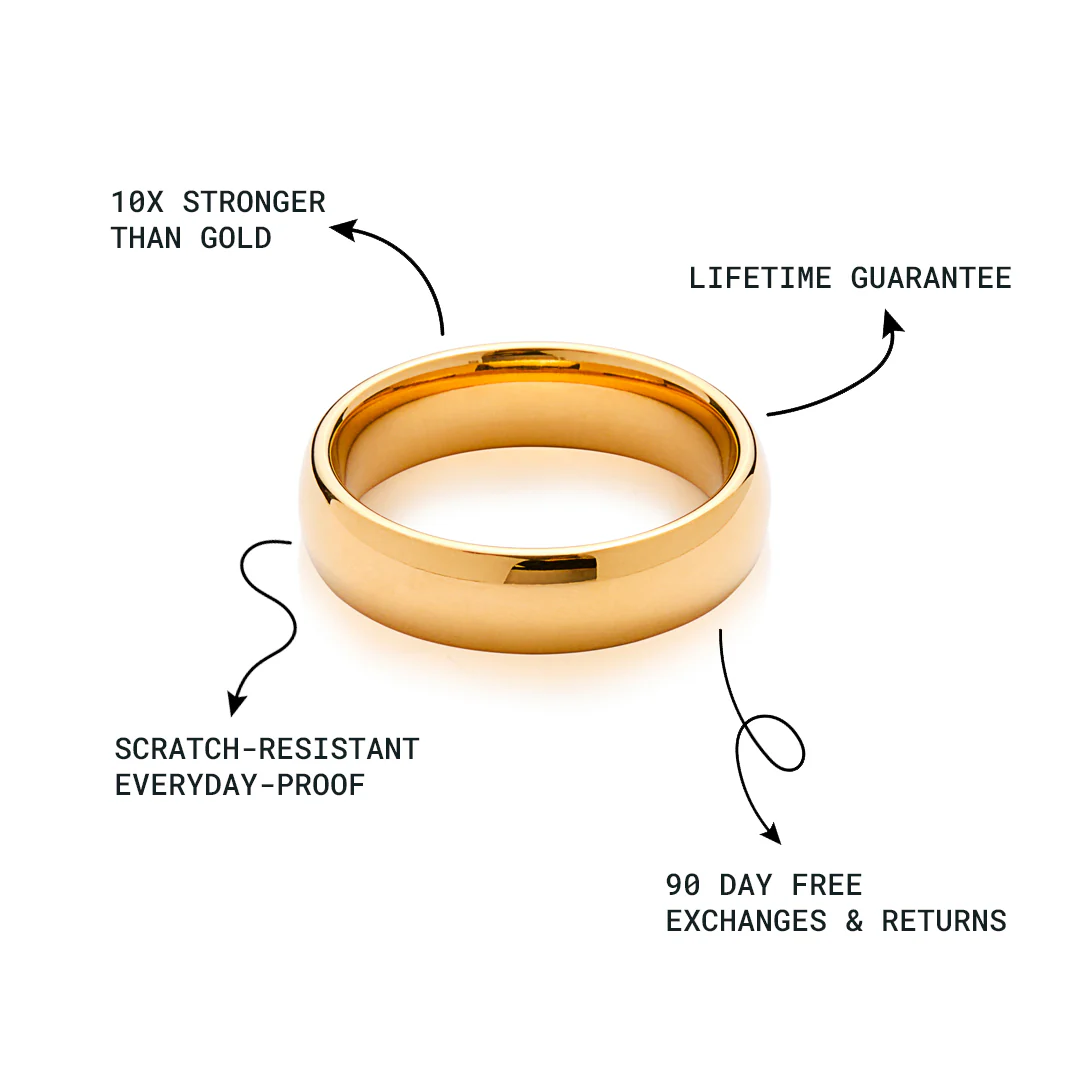 Men's Classic Gold Tungsten Ring - Image 3