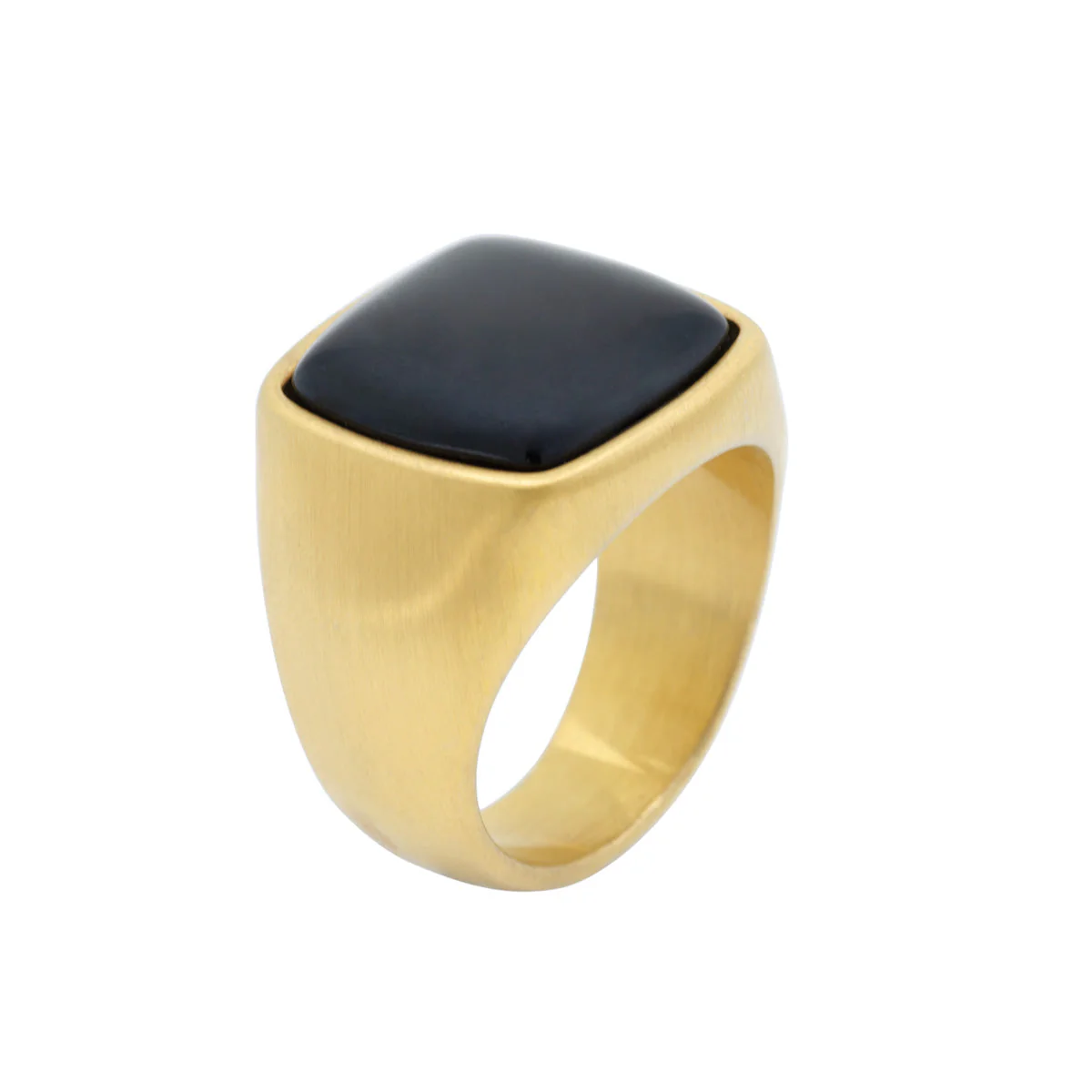 Men's Gold Square Onyx Signet Ring - Image 3