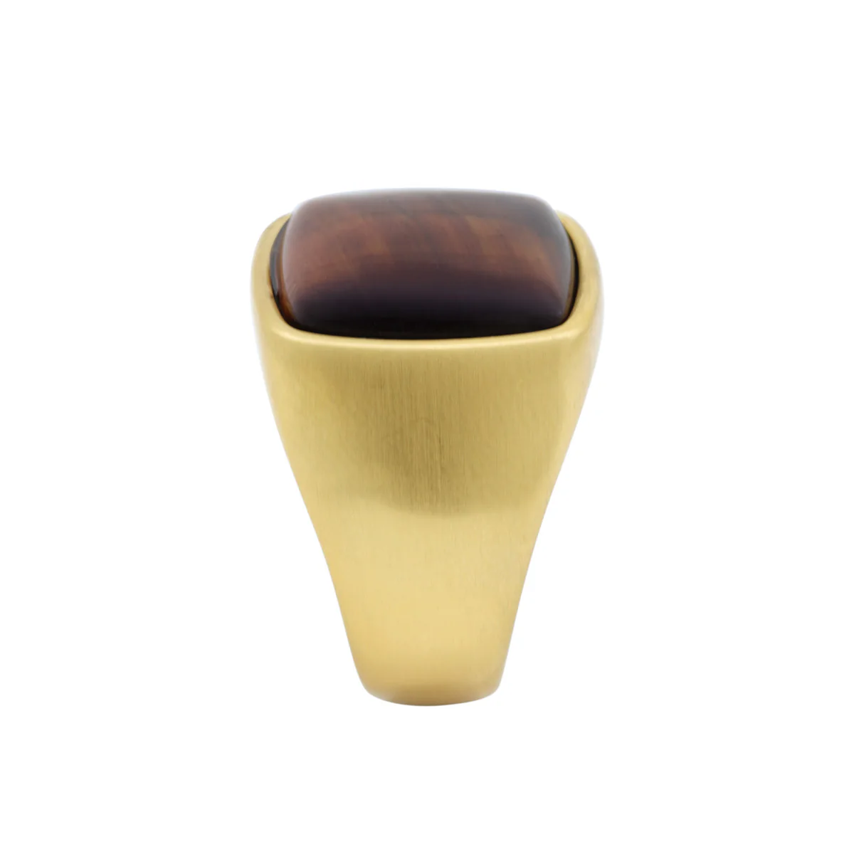 Men's Gold Square Tiger Eye Signet Ring - Image 3