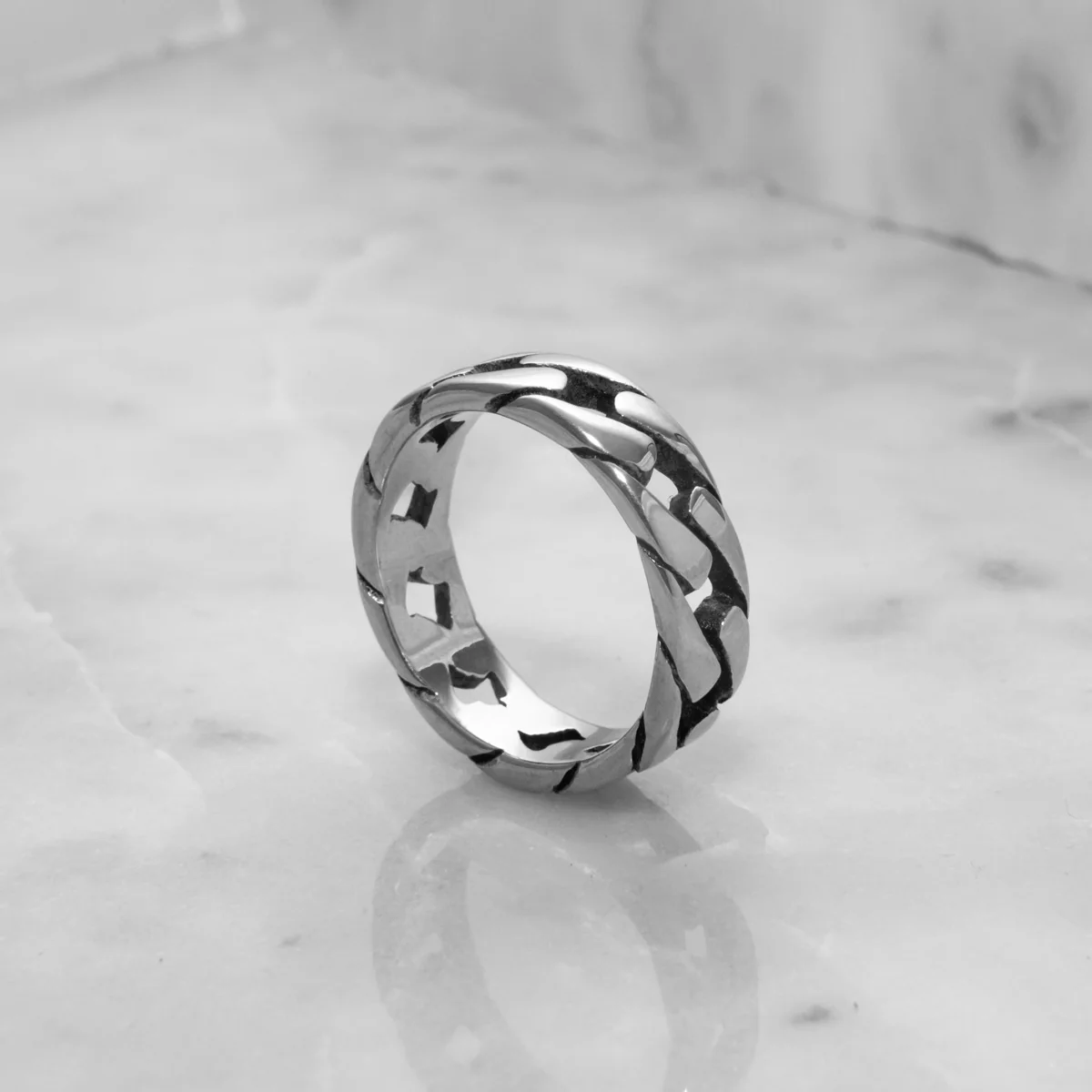 Men's Silver Chain Link Ring - Image 4