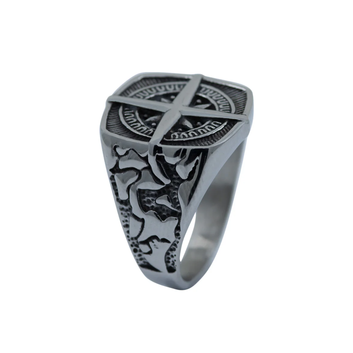 Men's Square Compass Signet Ring - Image 4