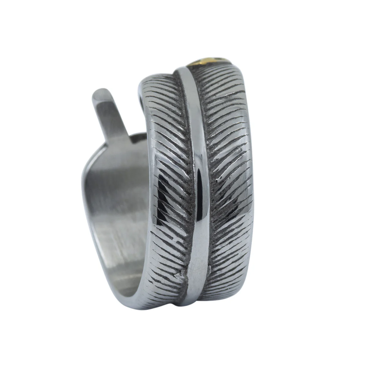 Men's Stainless Steel Feather Ring - Image 2