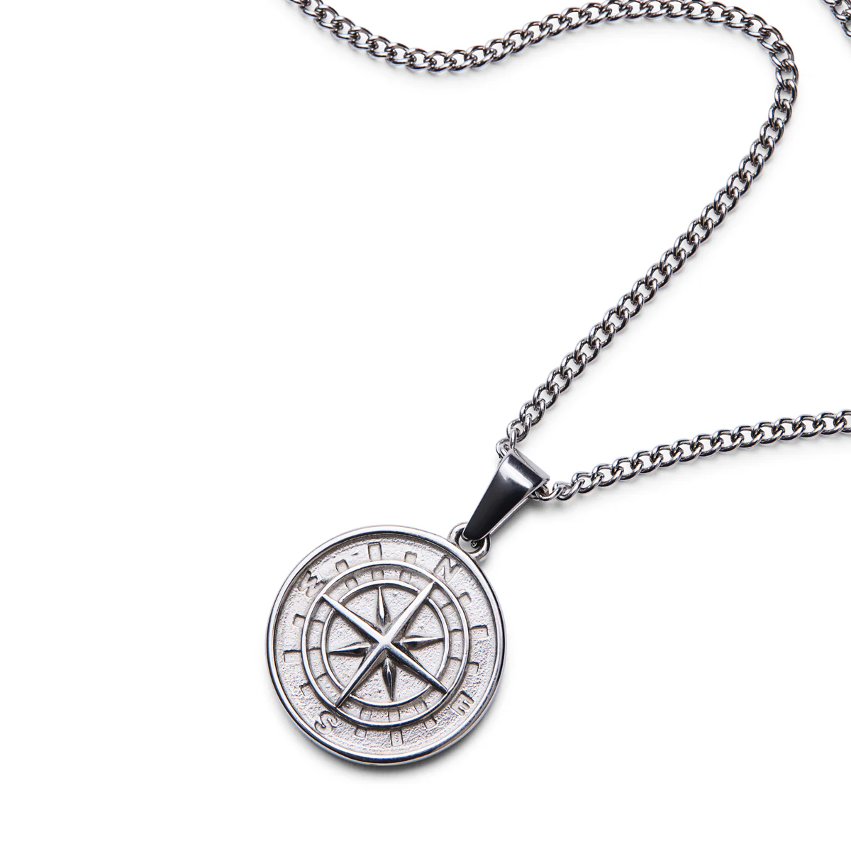 Silver Compass Pendant Necklace - Image 3