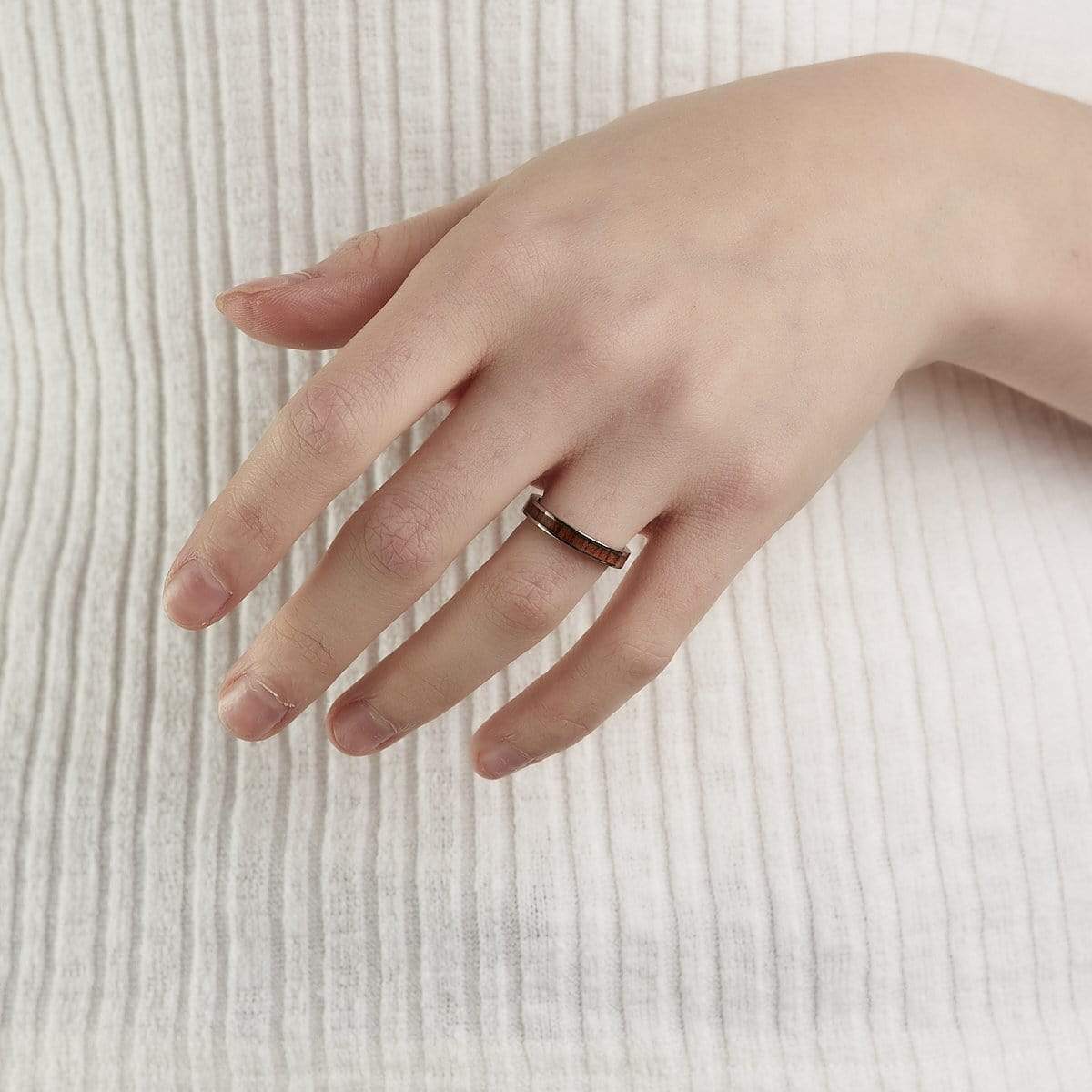 Women’s Wood Inlay Titanium Ring - Image 3